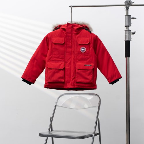 Canada Goose Kids Hooded Chinese Red Down Jacket