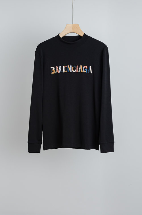 Balenciaga Elegant Embroidered Long-Sleeve T-Shirt with Luxurious Texture