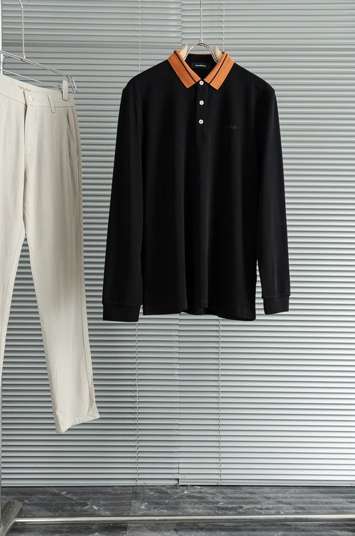 Zegna Long-Sleeved Collared T-Shirt for Comfort