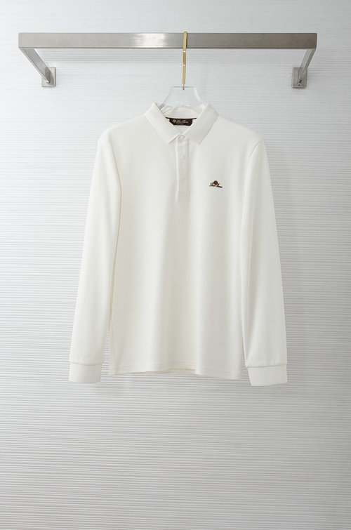 Loro Piana Soft and Comfortable Solid Long-sleeve Collared T-shirt