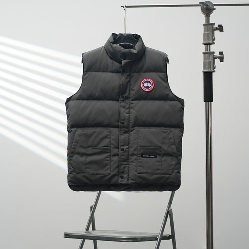 Canada Goose Classic Chest Logo Vest in Graphite with Red Logo