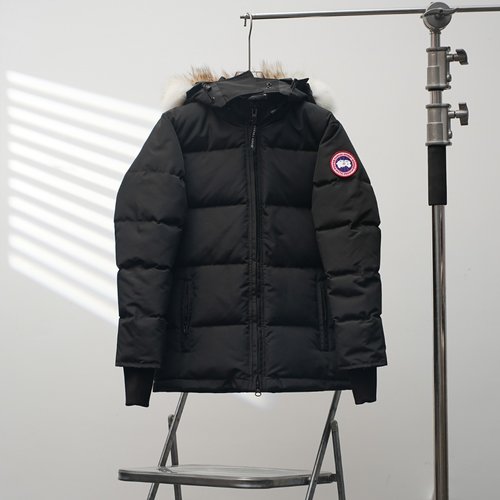 Canada Goose Direct Factory Supply, Black Hooded Down Jacket
