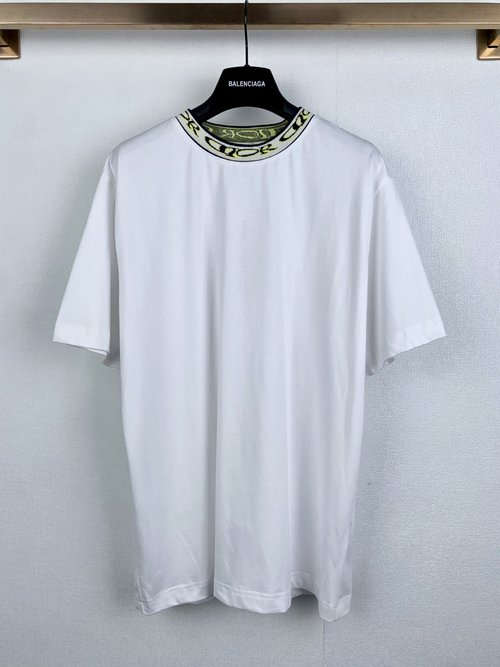 Dior Cotton Ribbed Collar Embroidered Short Sleeve T-Shirt