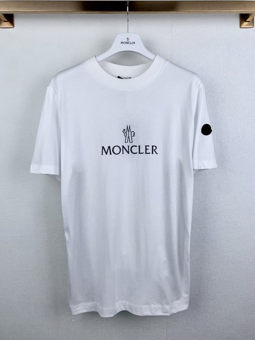 Moncler Printed Pattern Round Neck Short Sleeve Pullover T-Shirt